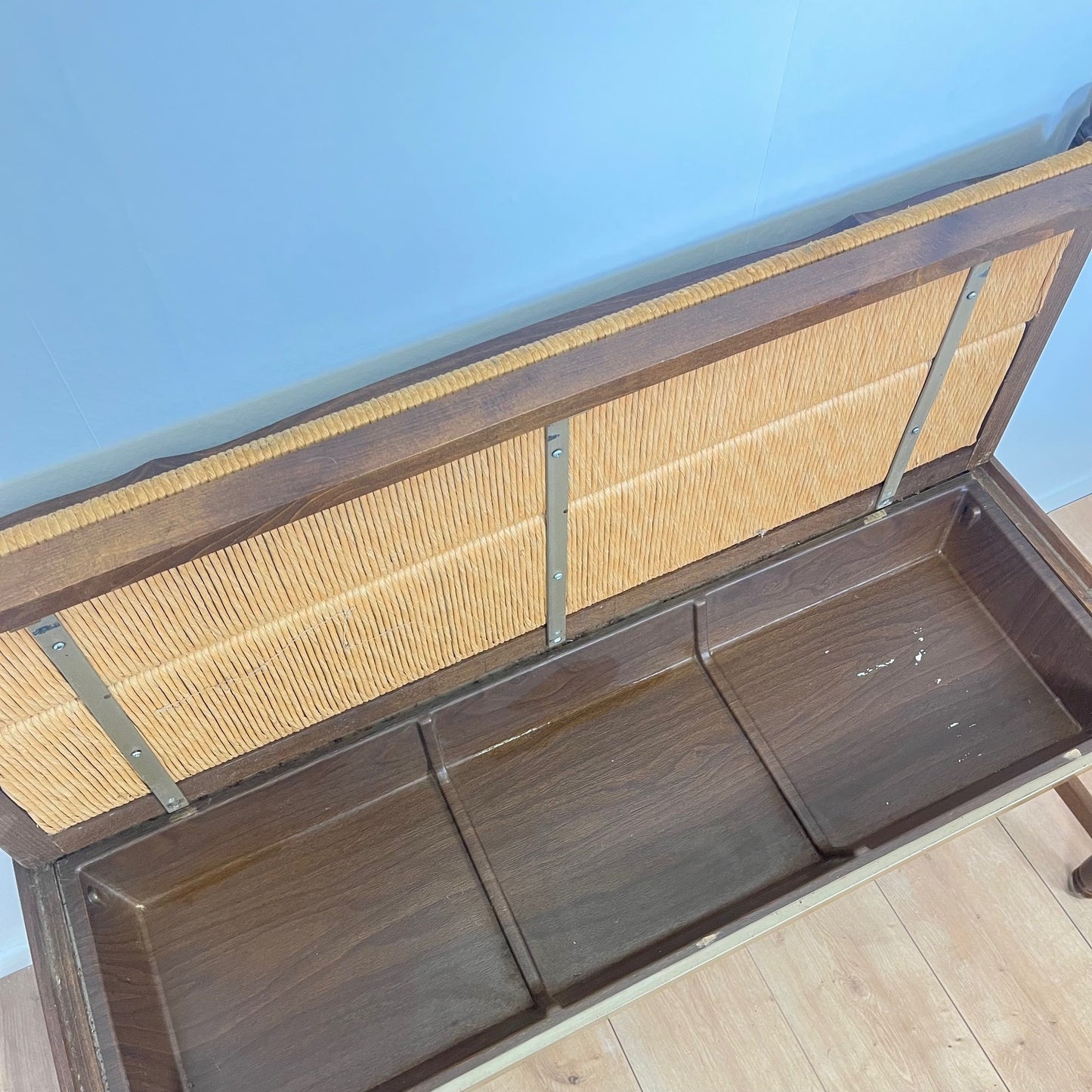 Provençal bench with backrest and integrated storage, 1960