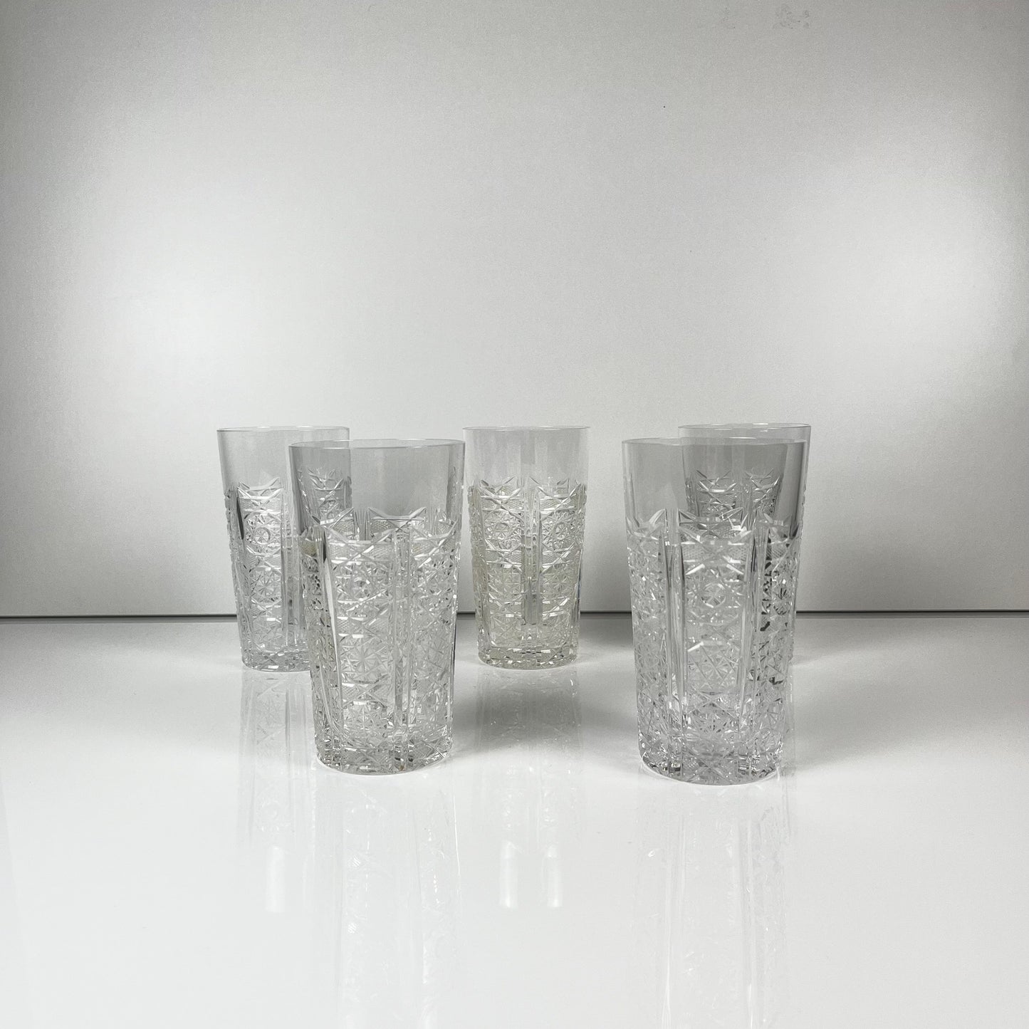 Set de 5 verres Highball en cristal taillé de bohème , République tchèque