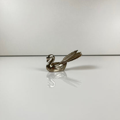 Porte pic vintage en forme de cygne, Métal argenté, 1970