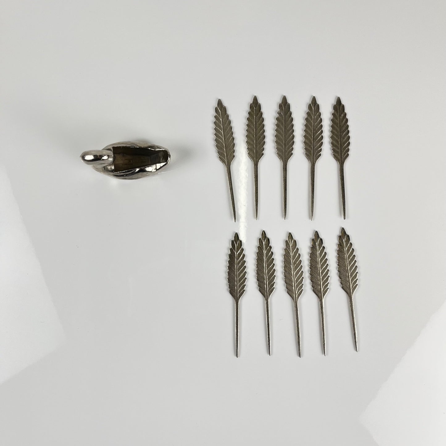 Porte pic vintage en forme de cygne, Métal argenté, 1970