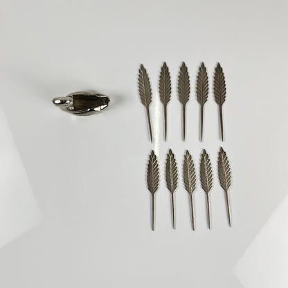 Porte pic vintage en forme de cygne, Métal argenté, 1970