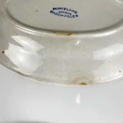 Duo de ravier en porcelaine, Badonviller, fleur rouge, 1950