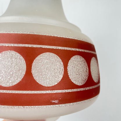 Suspension vintage en verre, bande rouge  , 1960/70 MCM