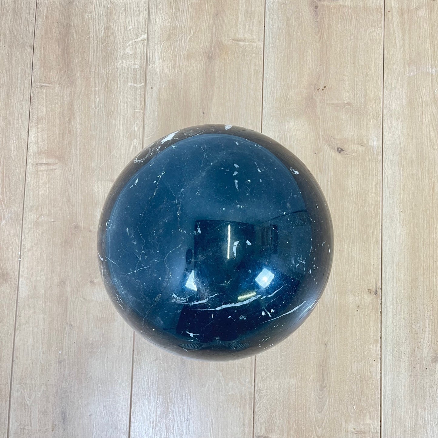 Coffee table in curved glass and black marble sphere, Giorgio Cattelan for Cattelan, 1980