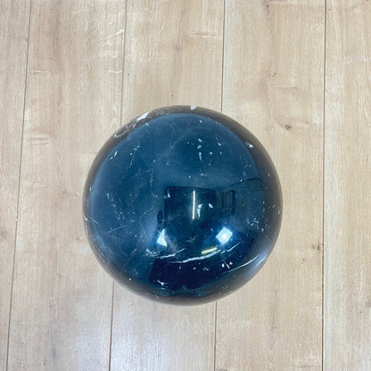 Coffee table in curved glass and black marble sphere, Giorgio Cattelan for Cattelan, 1980