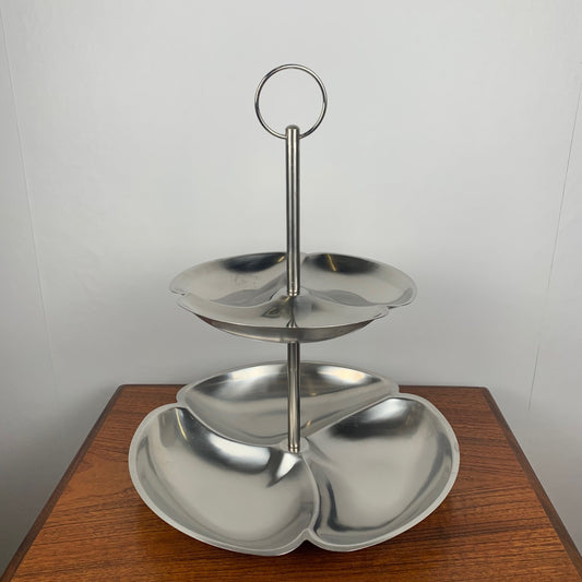 Stainless steel tiered display, 1970