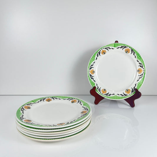 Set de 7 assiettes à dessert  Sarreguemines "Maroussia", début XXe