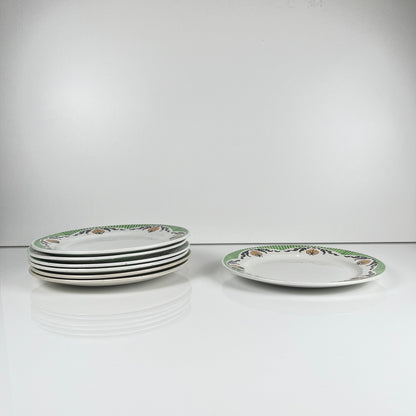 Set de 7 assiettes à dessert  Sarreguemines "Maroussia", début XXe