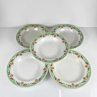 Set de 5 assiettes creuses Sarreguemines "Maroussia", début XXe
