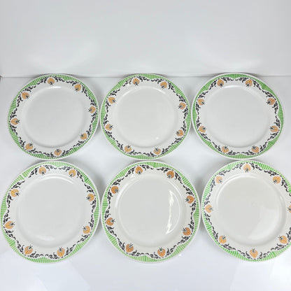 Set of 6 or 4 Sarreguemines "Maroussia" dinner plates, early 20th century