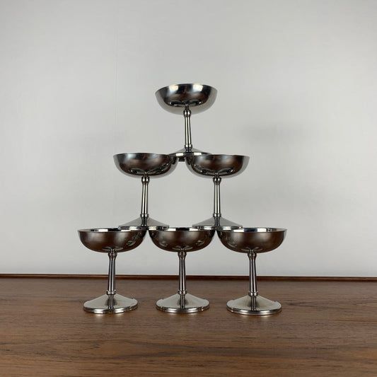 Set of 6 stainless steel ice cream cups