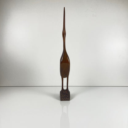 Statue de héron en bois sculpté, milieu XXème siècle