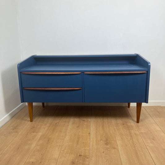 Buffet bas / meuble TV bleu nuit et bois, 1960