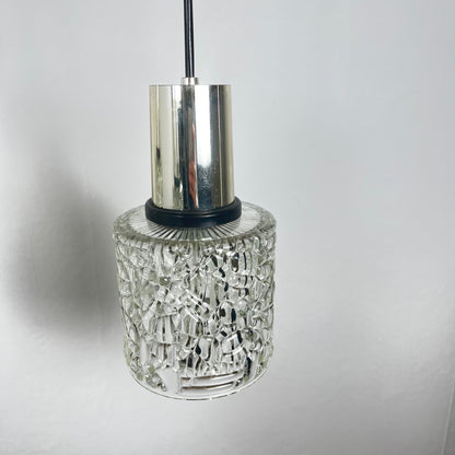 Three-light cascade pendant lamp, glass, 1970