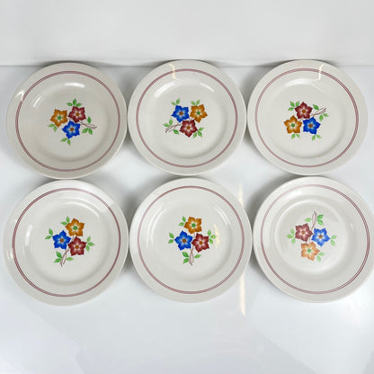 Set de 6 assiettes à dessert "La ruche", Moulins des loups, XXe