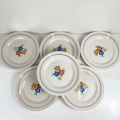 Set de 6 assiettes plates "La ruche", Moulins des loups, XXe