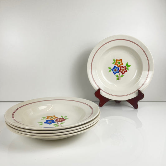 Set de 5 assiettes creuses"La ruche", Moulins des loups, XXe