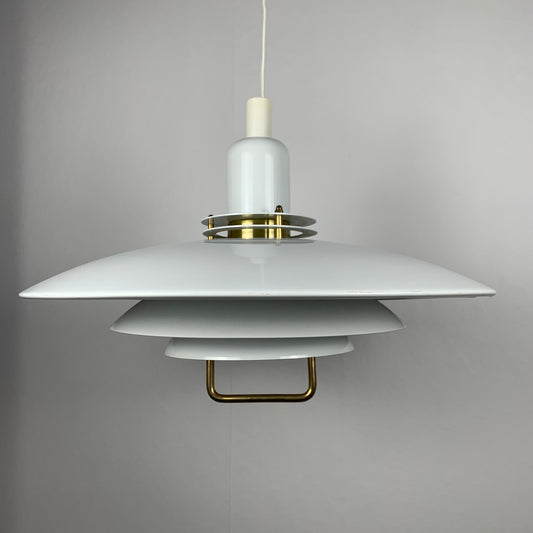 Large Danish AB BELID pendant lamp with handle, white, 1970/80