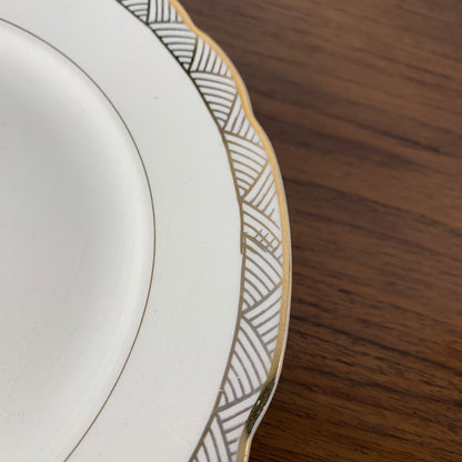 Set of 6 Villeroy & Boch white and gold flat plates, 1950