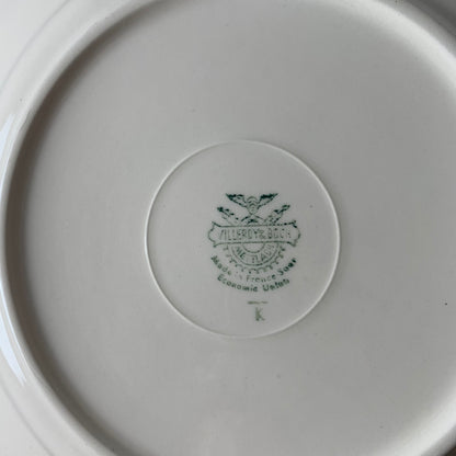 Lot de 6 assiettes plates Villeroy & Boch blanches et doré, 1950