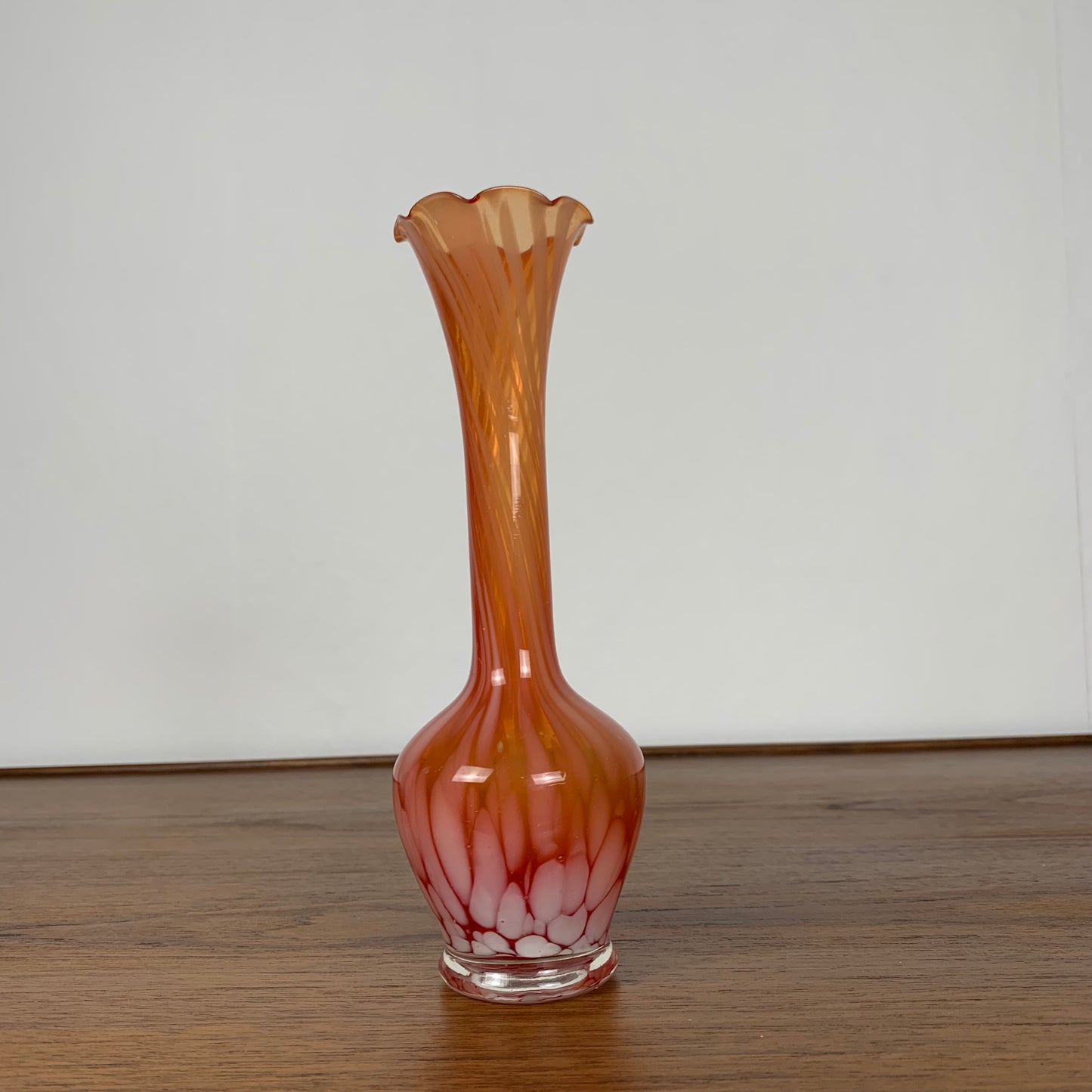 Blown glass soliflore in red/orange tones