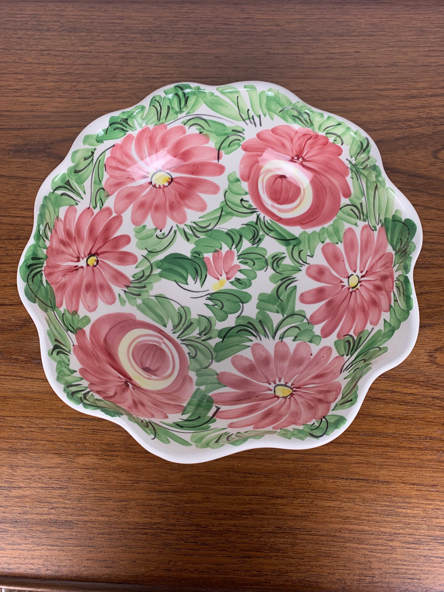 Vintage ceramic salad bowl with floral pattern