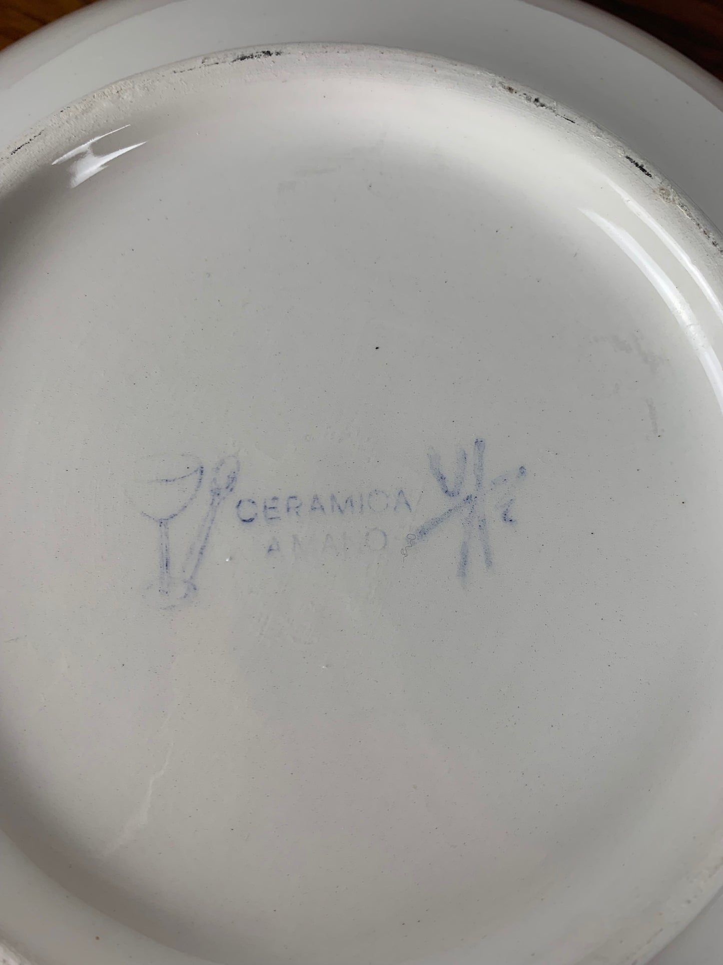 Vintage ceramic salad bowl with floral pattern