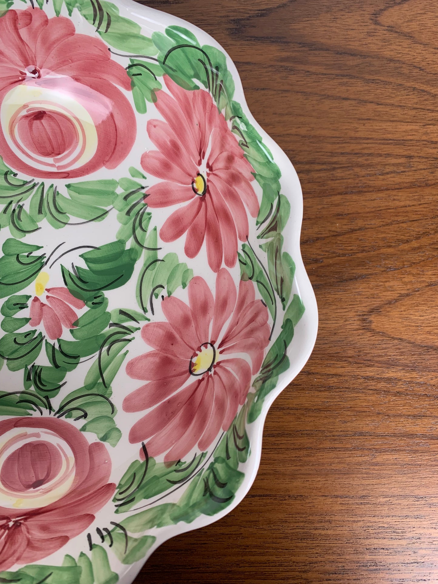 Vintage ceramic salad bowl with floral pattern