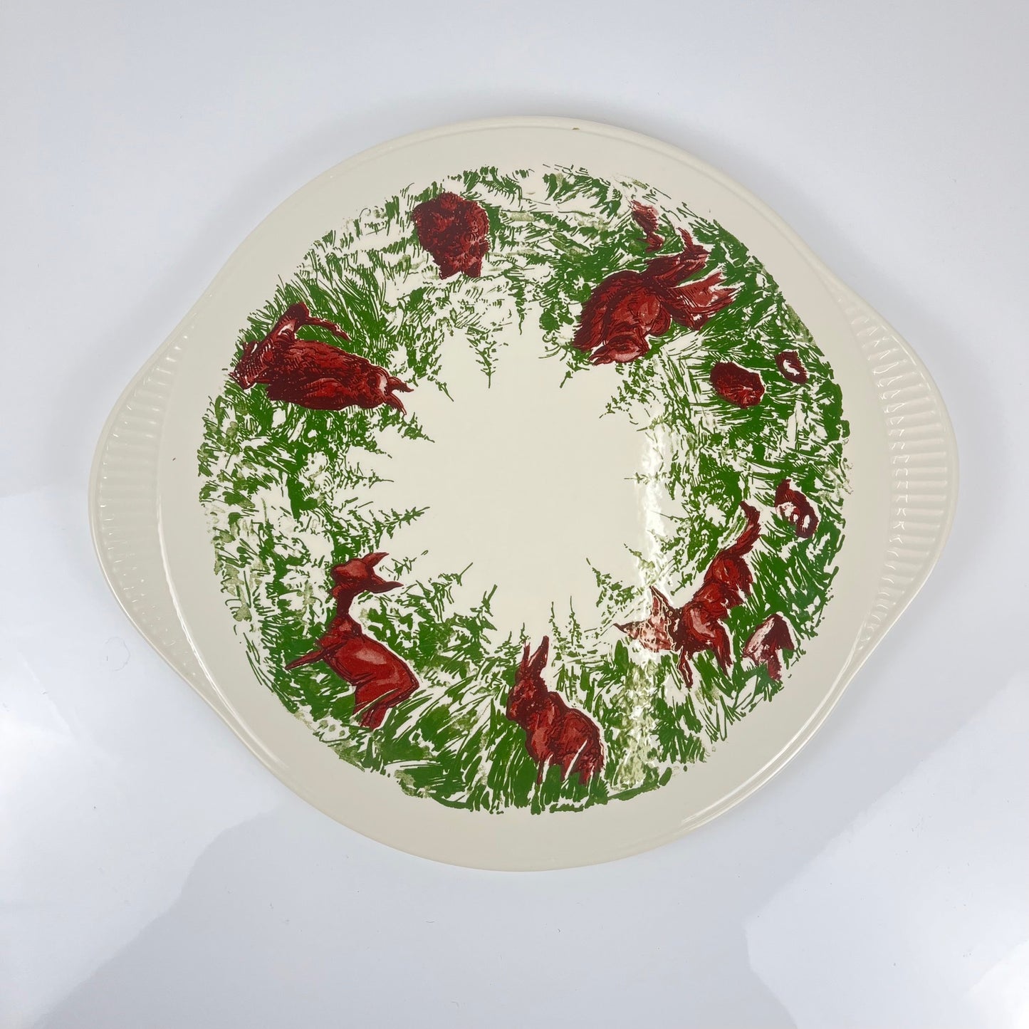 Plat animaux de la forêt, Edelkeramik, Grunstadt, milieu XXème