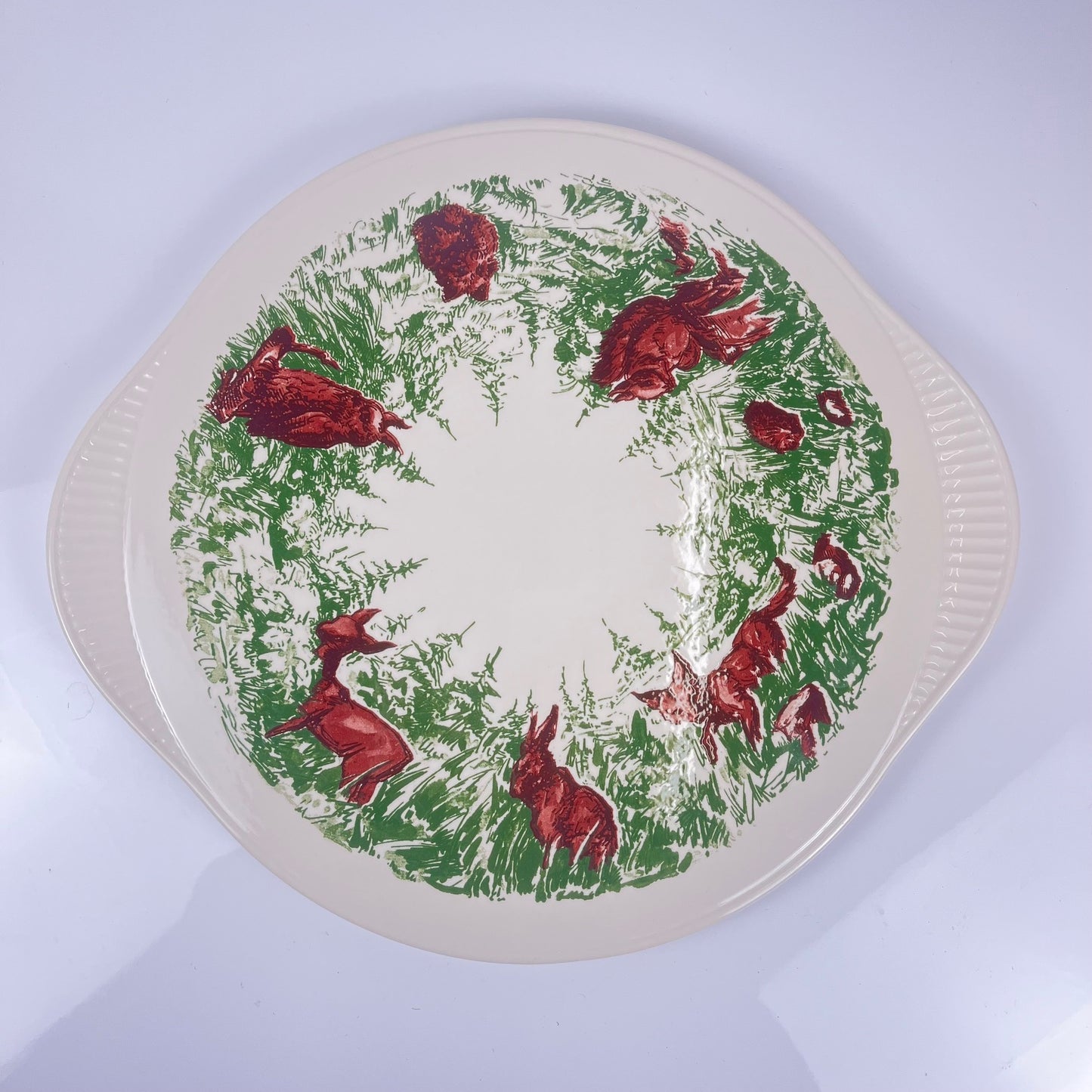 Plat animaux de la forêt, Edelkeramik, Grunstadt, milieu XXème