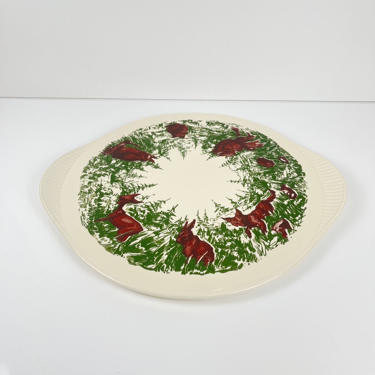 Plat animaux de la forêt, Edelkeramik, Grunstadt, milieu XXème