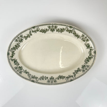 Oval dish, "Champagne" model, Badonviller, green