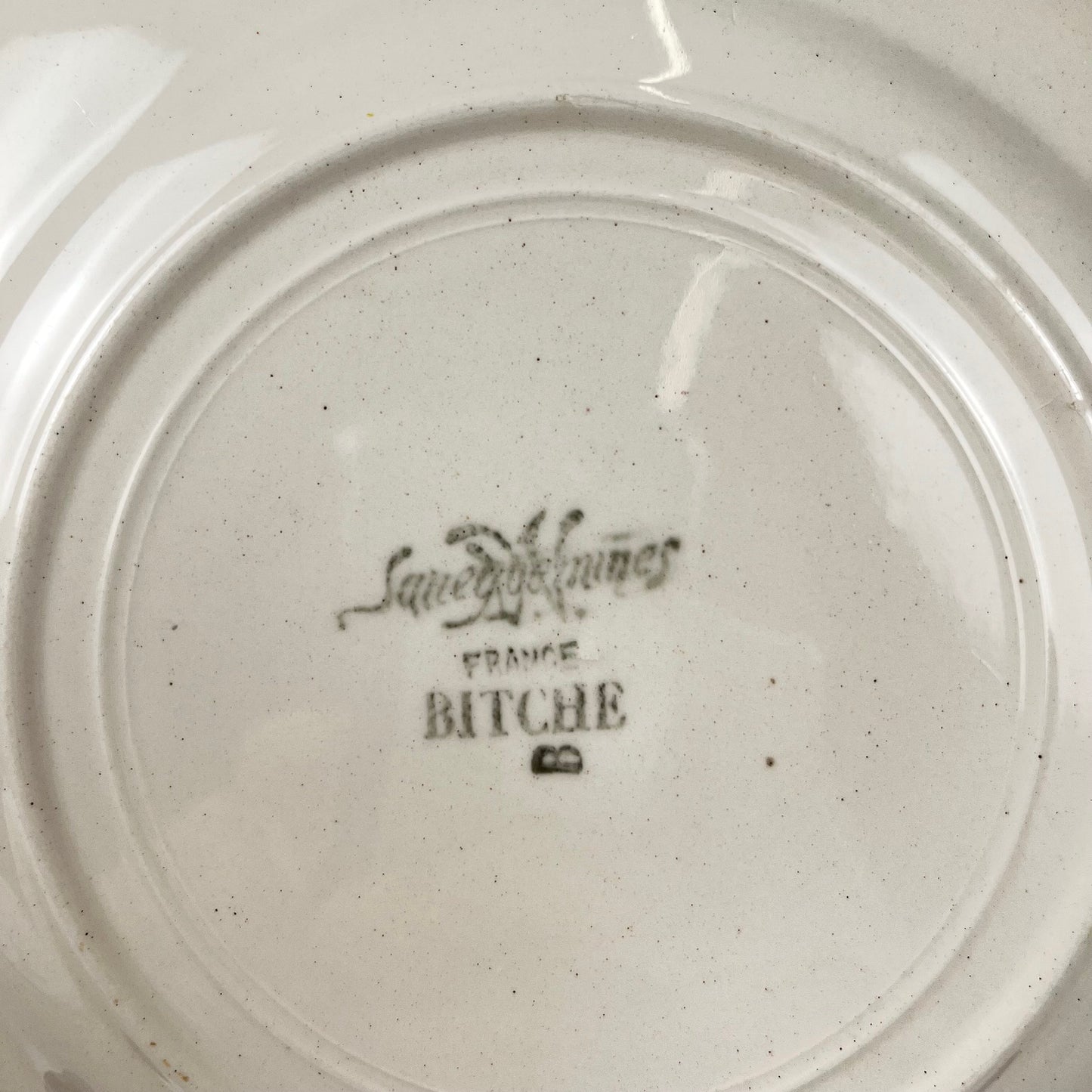 6 assiettes à dessert Sarreguemines "Bitche" , Fin XIXe- début XXe