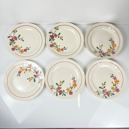 6 assiettes à dessert Sarreguemines "Bitche" , Fin XIXe- début XXe