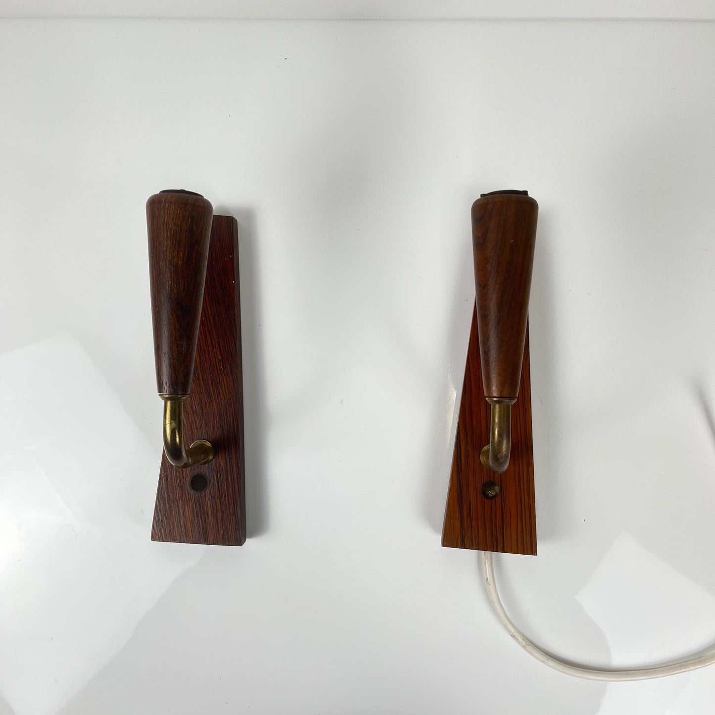 Pair of Danish rosewood wall sconces, 1960/70