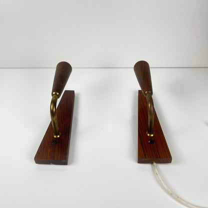 Pair of Danish rosewood wall sconces, 1960/70