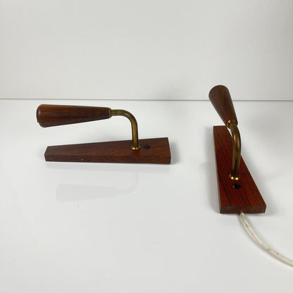 Pair of Danish rosewood wall sconces, 1960/70