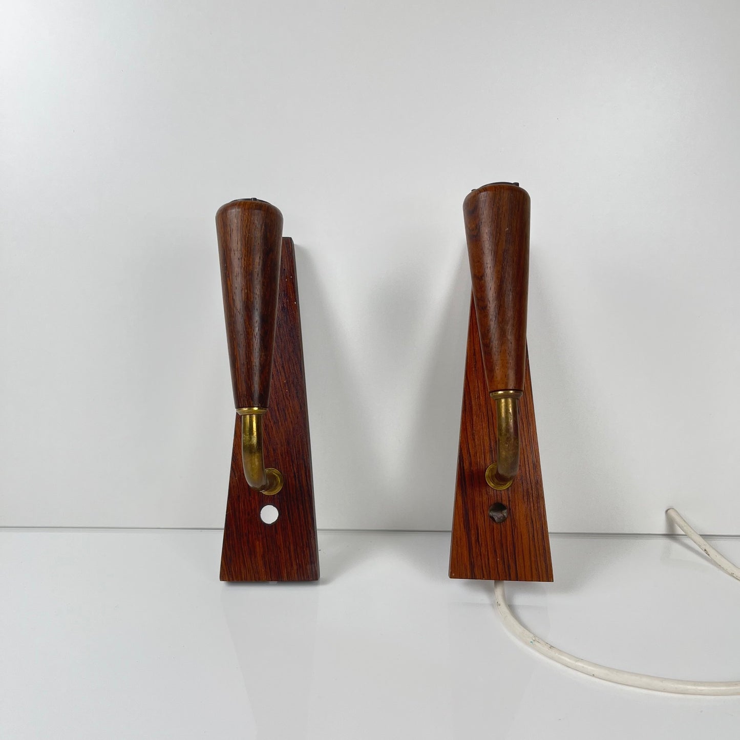 Pair of Danish rosewood wall sconces, 1960/70