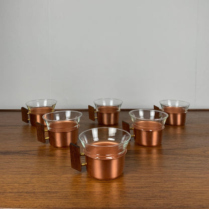 Set of 6 copper colored coffee cups by Schott & Gen Mains, 1970