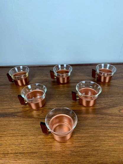 Set of 6 copper colored coffee cups by Schott & Gen Mains, 1970