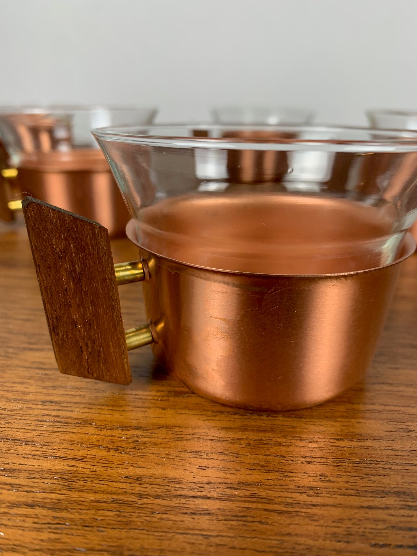 Set of 6 copper colored coffee cups by Schott & Gen Mains, 1970