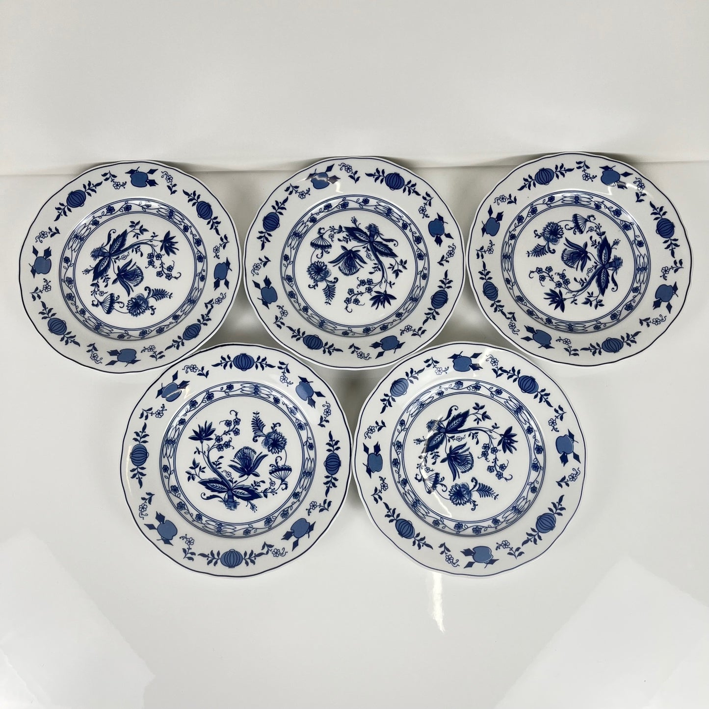 Set de 5 assiettes à dessert Motif oignon bleu par Wellco, porcelaine