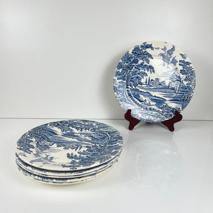 Set de 6 assiettes plates "English style" bleu, Lunéville