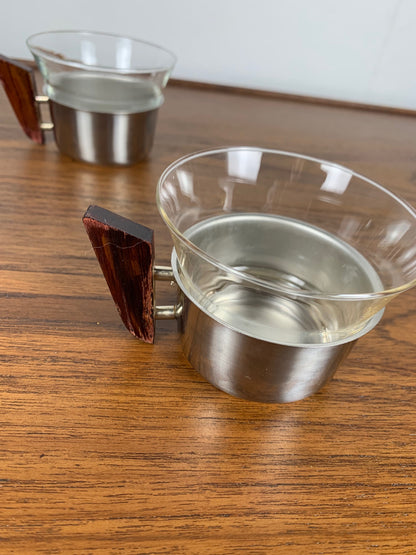 Set of 4 metal and glass cups, 1970