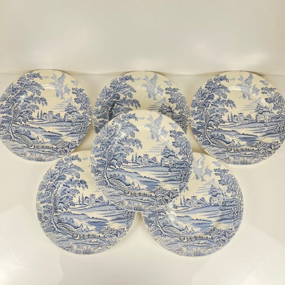 Set de 6 assiettes plates "English style" bleu, Lunéville