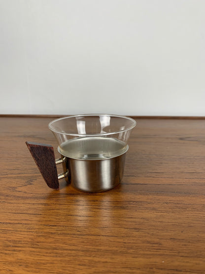 Set of 4 metal and glass cups, 1970