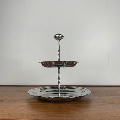 Tray / display stand for sweets or other in silver metal, 1970