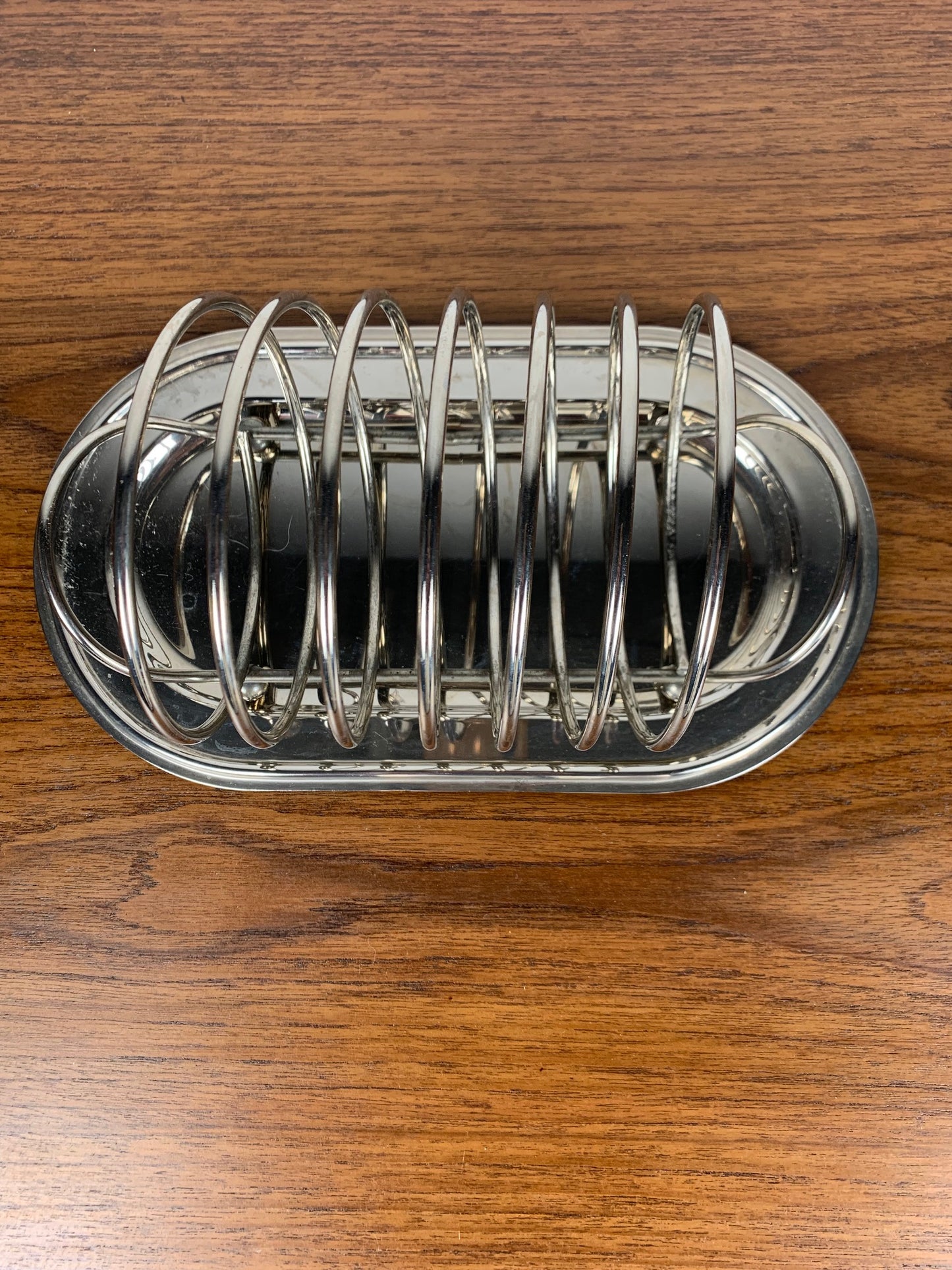 Vintage silver metal toast rack, 1970