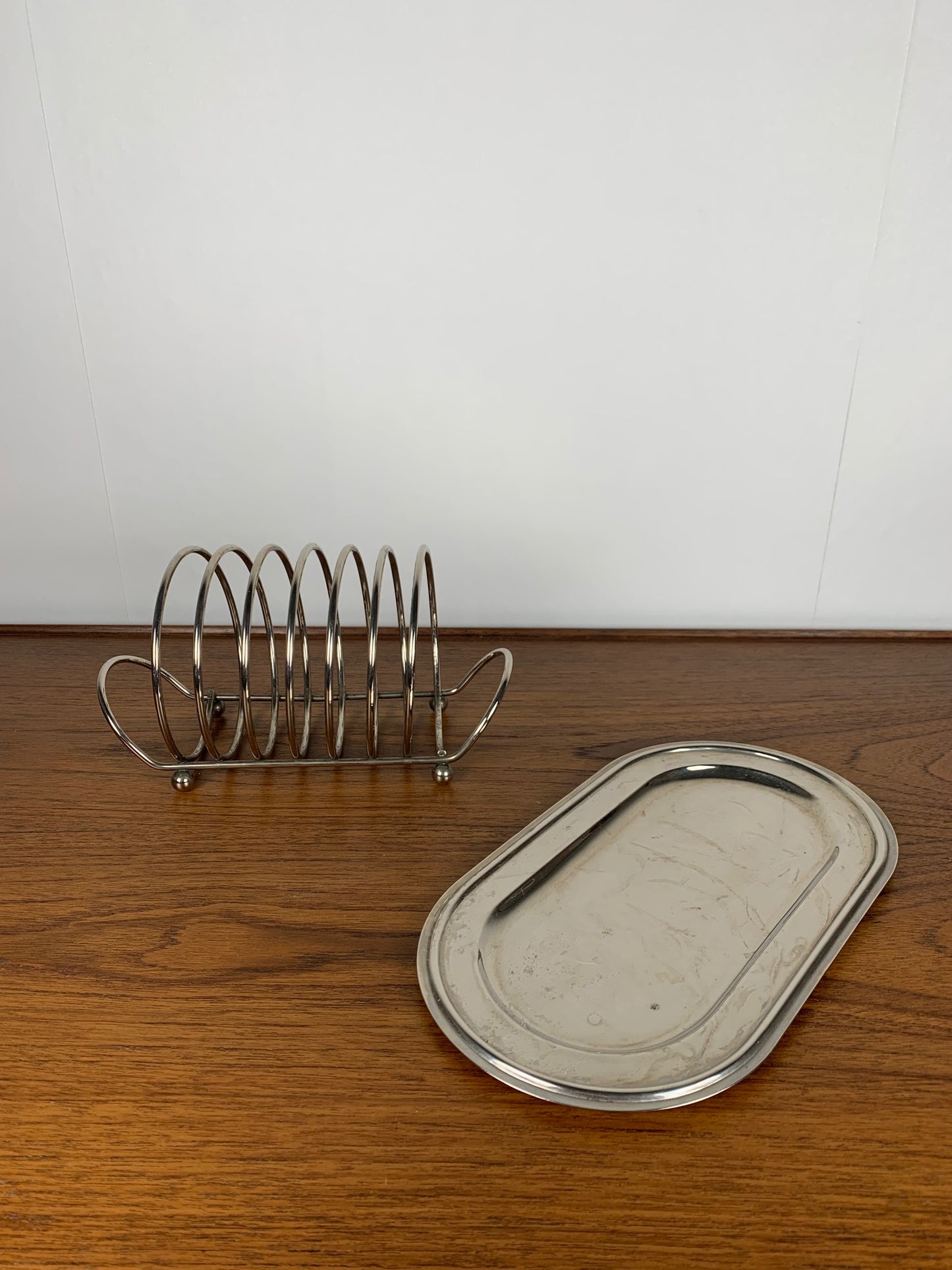 Vintage silver metal toast rack, 1970