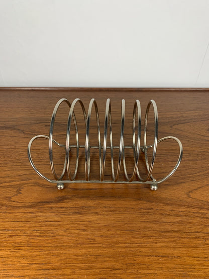 Vintage silver metal toast rack, 1970